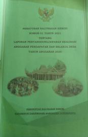 Laporan Realisasi Pelaksanaan Anggaran Pendapatan dan Belanja Kalurahan Kemiri Tahun 2020